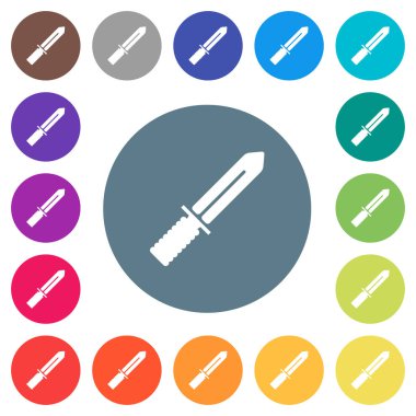 Yuvarlak bıçak düz beyaz simgeler üzerinde renkli arka planlar. 17 arka plan renk değişimleri dahil.