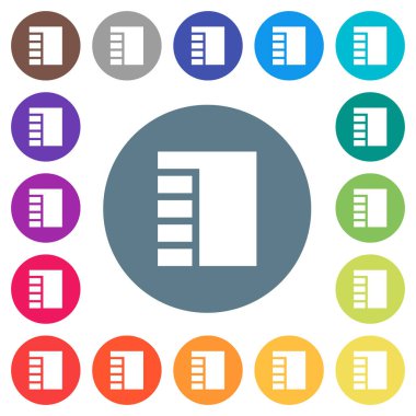 Dikey düzen yuvarlak renkli arka planlar etkin düz beyaz simgeleri sekmeli. 17 arka plan renk değişimleri dahil.