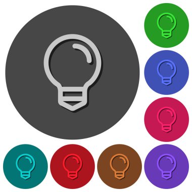 Yuvarlak ampul simgeler renk gölgeli arka planlar için malzeme tasarım