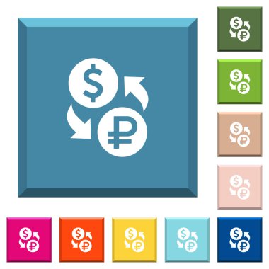 Doları Rublesi para Satım beyaz simgeleri çeşitli moda renklerde ucu keskin kare düğmeleri