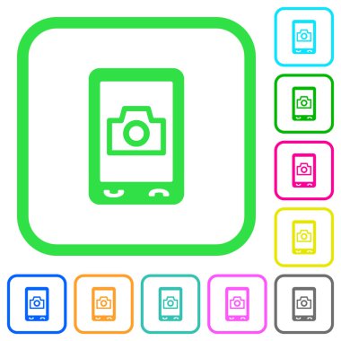 Beyaz arka plan üzerinde eğri sınırları Mobil fotoğraf canlı renkli düz simgeler