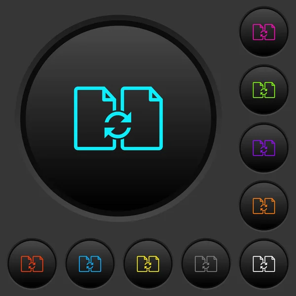 Swap Documents Dark Push Buttons Vivid Color Icons Dark Grey — Stock Vector