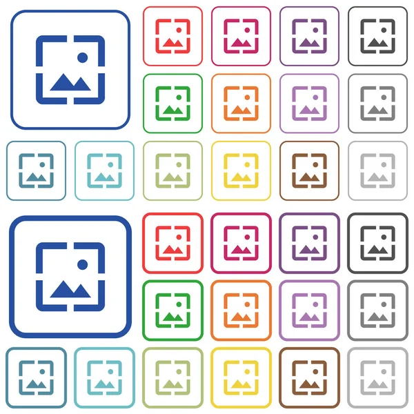 Wallpaper image color flat icons in rounded square frames. Thin and thick versions included.