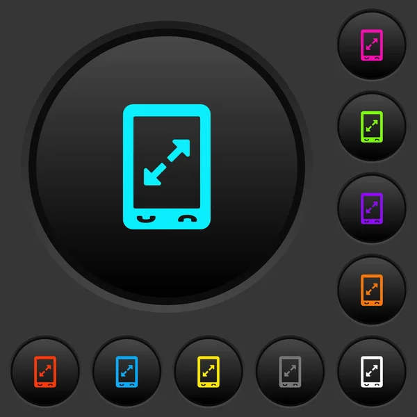 Мобільні Кнопки Відкритого Жесту Темних Кнопок Яскравими Кольоровими Піктограмами Темно — стоковий вектор