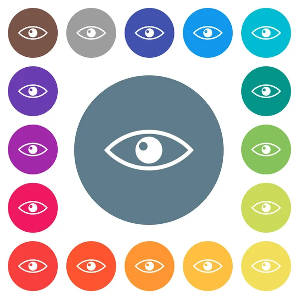 Doplňky Líčení Očí Ploché Bílé Ikony Kulaté Barevné Pozadí Pozadí — Stockový vektor