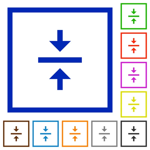 Verticaal Uitlijnen Midden Egale Kleur Pictogrammen Vierkante Frames Witte Achtergrond — Stockvector