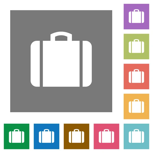 Suitcase Flat Icons Simple Color Square Backgrounds — Stock Vector