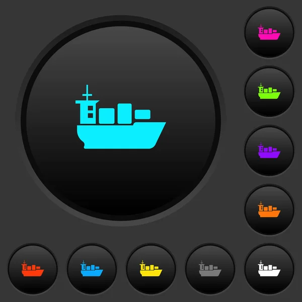 Sea Transport Dark Push Buttons Vivid Color Icons Dark Grey — Stock Vector