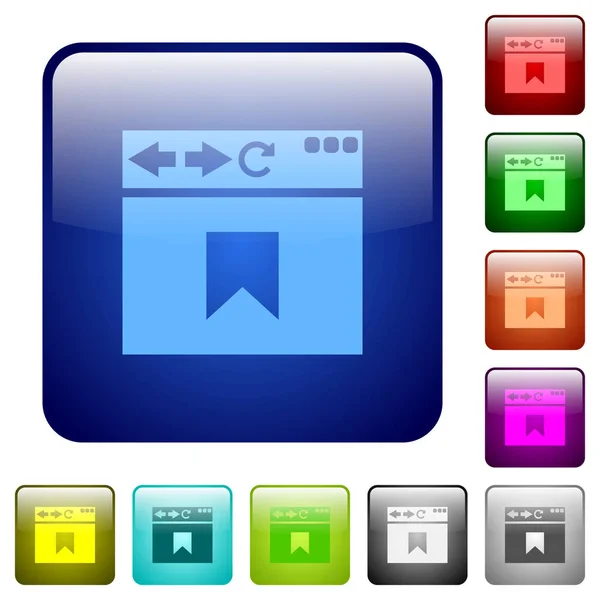 Browser Lesezeichen Symbole Abgerundeter Quadratischer Farbe Glänzend Gesetzt — Stockvektor