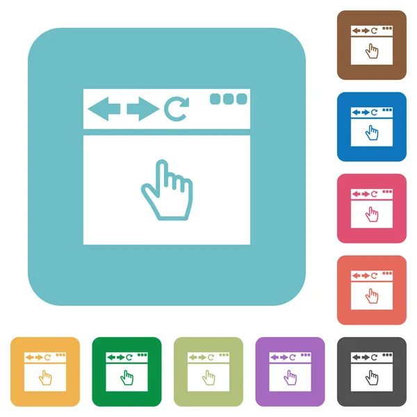 Navigateur Pointeur Curseur Blanc Icônes Plates Sur Fond Carré Arrondi — Image vectorielle