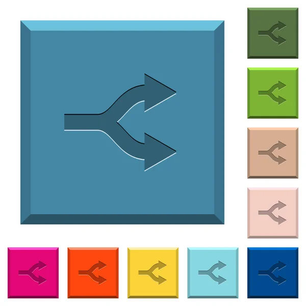 Flechas Divididas Iconos Grabados Botones Cuadrados Con Bordes Varios Colores — Archivo Imágenes Vectoriales