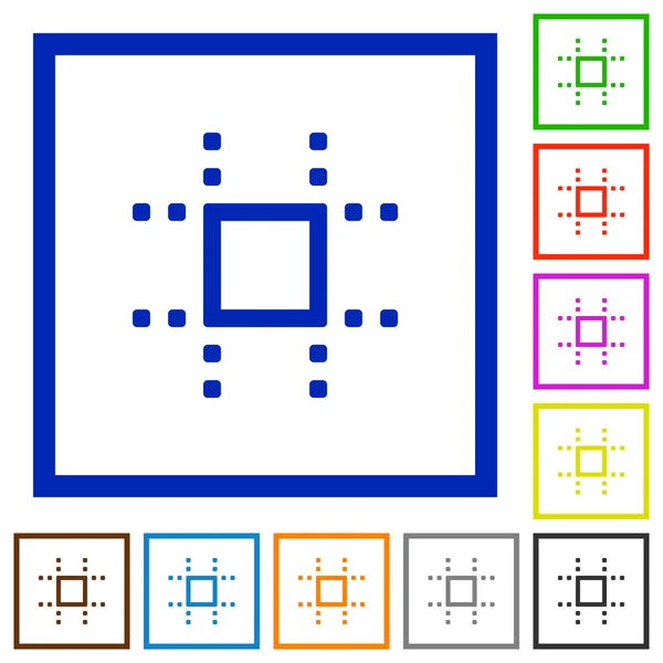 Flache Farbsymbole Quadratischen Rahmen Auf Weißem Hintergrund Einrasten — Stockvektor