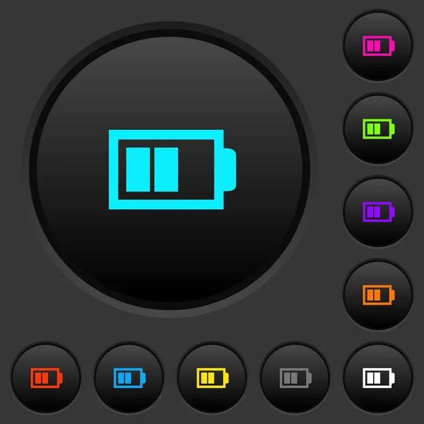 Meia Bateria Com Duas Unidades Carga Botões Escuros Com Ícones —  Vetores de Stock