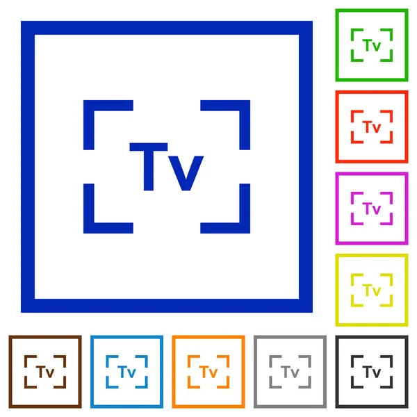 Mode Valeur Temps Appareil Photo Icônes Couleur Plates Dans Des — Image vectorielle