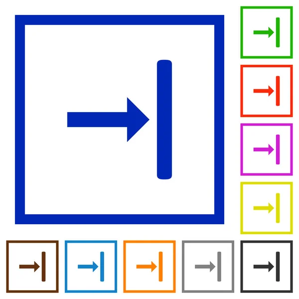 Igazítás Jobbra Lapos Színes Négyzet Alakú Test Fehér Háttér Ikonok — Stock Vector