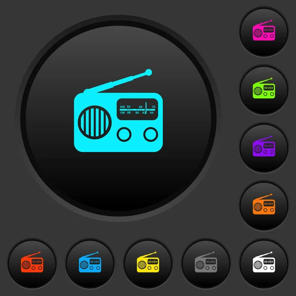 Винтажное Ретро Радио Темные Кнопки Яркими Цветовыми Иконками Темно Сером — стоковый вектор