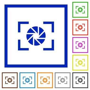 Kamera diyafram ayarı düz renk simgeleri beyaz arka plan üzerinde kare kare