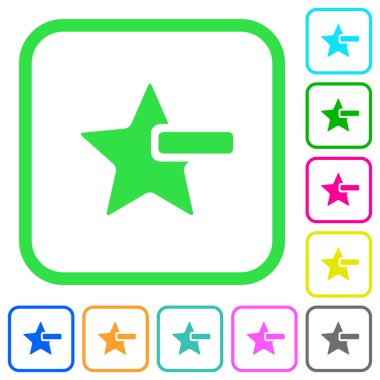 Beyaz arka plan üzerinde eğri sınırları içinde yıldız canlı renkli düz simgeleri kaldırma