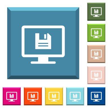 Görüntü ayarları çeşitli moda renklerde ucu keskin kare düğmeleri beyaz simgeler tasarruf