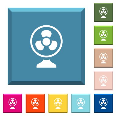 Tablo fan beyaz simgeleri çeşitli moda renklerde ucu keskin kare düğmeleri