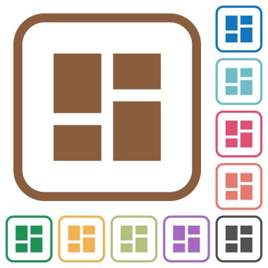 Yönetici kontrol paneli panelleri basit simgeler renkli kare kare beyaz arka plan üzerinde yuvarlak