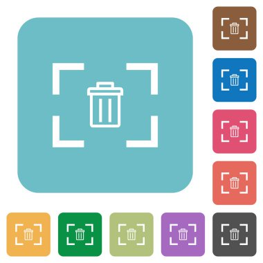 Görüntü kamera beyaz düz simgeler yuvarlak renkli kare arka planlar üzerinde silme