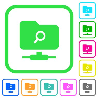 FTP beyaz arka plan üzerinde eğri sınırları içinde canlı renkli düz simgeler bulmak