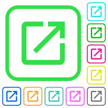 Beyaz arka plan üzerinde eğri sınırları içinde düz simgeler açık içinde yeni pencere canlı renkte