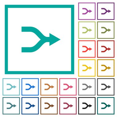 Oklar düz renk simgeleri çeyreği kare beyaz arka plan üzerinde ile birleştirme