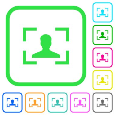 Fotoğraf makinesi portre modu canlı renkli düz simgeler beyaz arka plan üzerinde eğri sınırları içinde