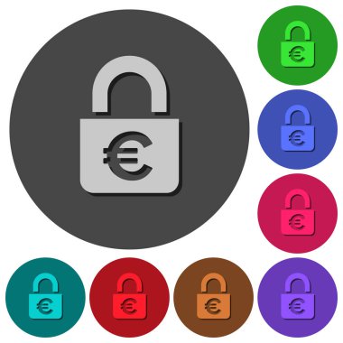 Yuvarlak kilitli Euro simgeler renk gölgeli arka planlar için malzeme tasarım