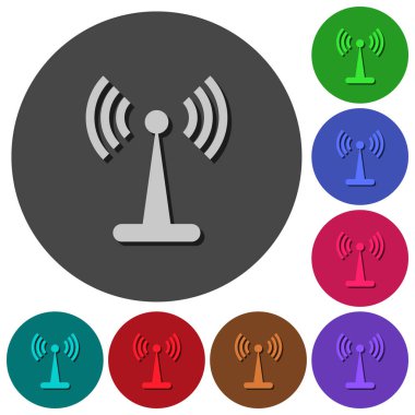 Yuvarlak WLAN ağ simgeler renk gölgeli arka planlar için malzeme tasarım