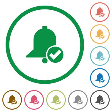 Düz renk simgeleri yapılan uyarı mektubu yuvarlak beyaz arka plan üzerinde anahatları