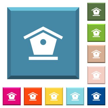 Kuş besleyici beyaz simgeleri çeşitli moda renklerde ucu keskin kare düğmeleri