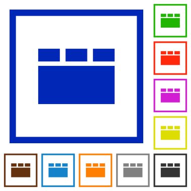 Kare kare beyaz arka plan üzerinde yatay sekmeli düzen düz renk simgeleri
