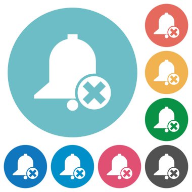 Uyarı mektubu düz beyaz simgeler yuvarlak renkli arka planlar üzerinde iptal