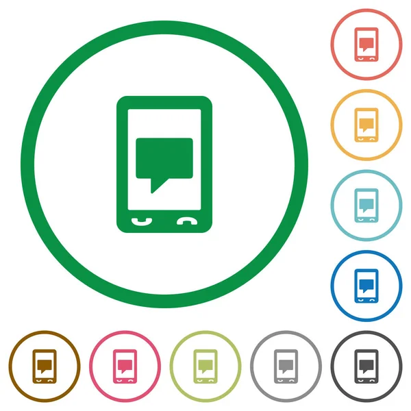 Mobile Chat Icônes Couleur Plates Dans Les Contours Ronds Sur — Image vectorielle