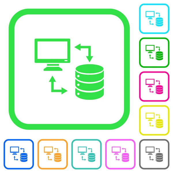 Sincronizar Datos Con Iconos Planos Colores Vivos Base Datos Bordes — Vector de stock