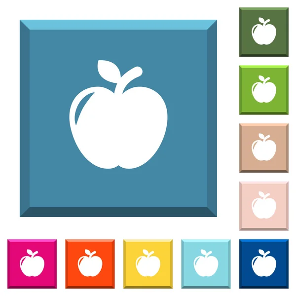 Apfelweiße Symbole Auf Kantigen Quadratischen Knöpfen Verschiedenen Trendigen Farben — Stockvektor