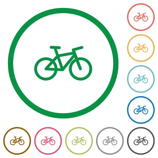 Bicyclette Icônes Couleur Plate Dans Les Contours Ronds Sur Fond — Image vectorielle