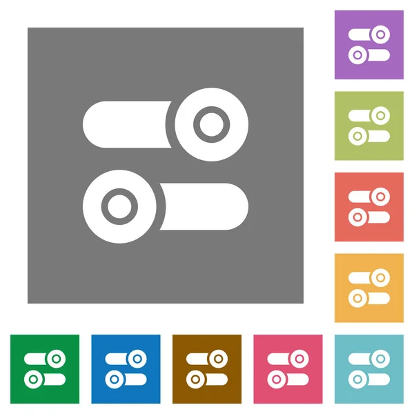 Bascule Commutateurs Icônes Plates Sur Fond Carré Couleur Simple — Image vectorielle