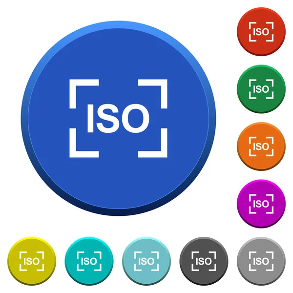 Réglage Vitesse Iso Caméra Couleur Ronde Boutons Biseautés Avec Des — Image vectorielle