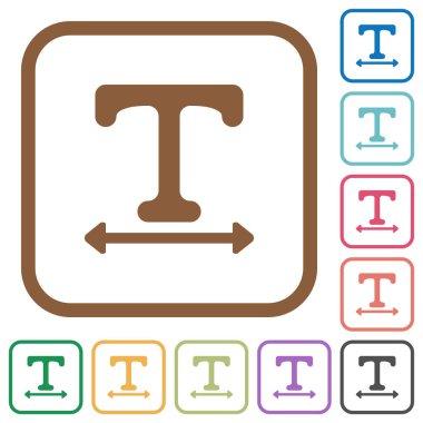 Yazı tipi genişliği basit simgeler renk yuvarlak kare kare beyaz arka planda ayarlamak