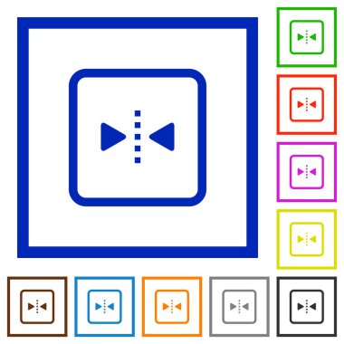 Ayna nesnenin etrafında kare kare beyaz arka plan üzerinde dikey eksen düz renk simgeleri
