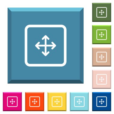 Modaya uygun çeşitli renklerde ucu keskin kare düğmeleri nesne beyaz simgelerini sürükleyin