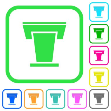 Konferans podyum canlı renkli düz simgeler beyaz arka plan üzerinde eğri sınırları içinde