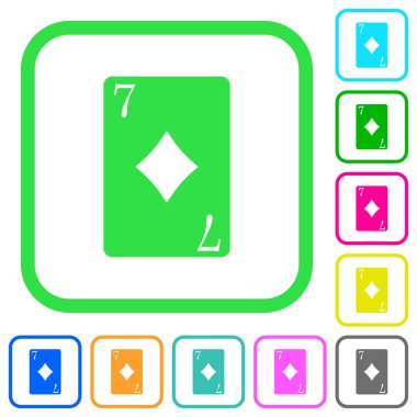 Yedi elmas canlı renkli düz simgeler beyaz arka plan üzerinde eğri sınırları içinde kartı