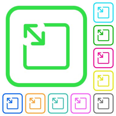 Beyaz arka plan üzerinde eğri sınırları nesne canlı renkli düz simgelerini yeniden boyutlandırmak