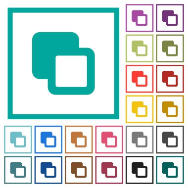 Şekiller düz renk simgeleri çeyreği çerçeveli beyaz arka planda çıkarma