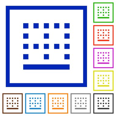 Alt sınır düz renk simgeleri beyaz arka plan üzerinde kare kare